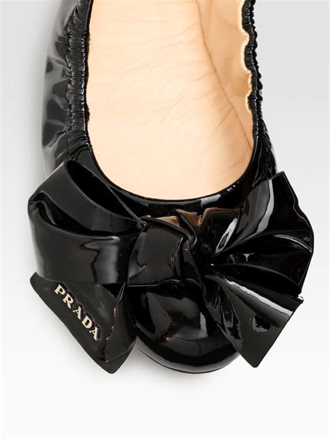 prada black flats with bow|Prada suede ballet flats.